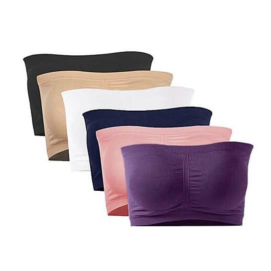 Lot de 3 : Soutien-gorge bandeau bustier sans bretelles sans couture rembourré pour femme