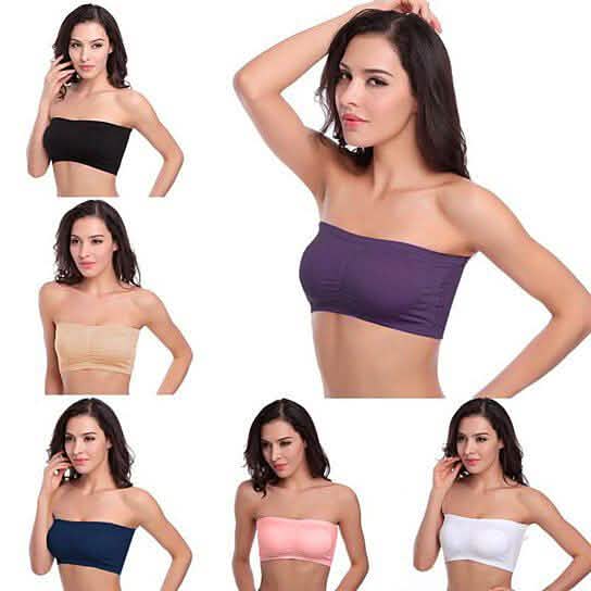 Lot de 3 : Soutien-gorge bandeau bustier sans bretelles sans couture rembourré pour femme