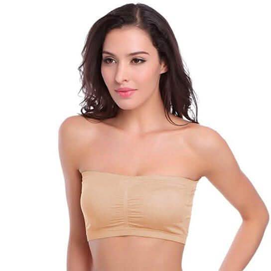 Lot de 3 : Soutien-gorge bandeau bustier sans bretelles sans couture rembourré pour femme