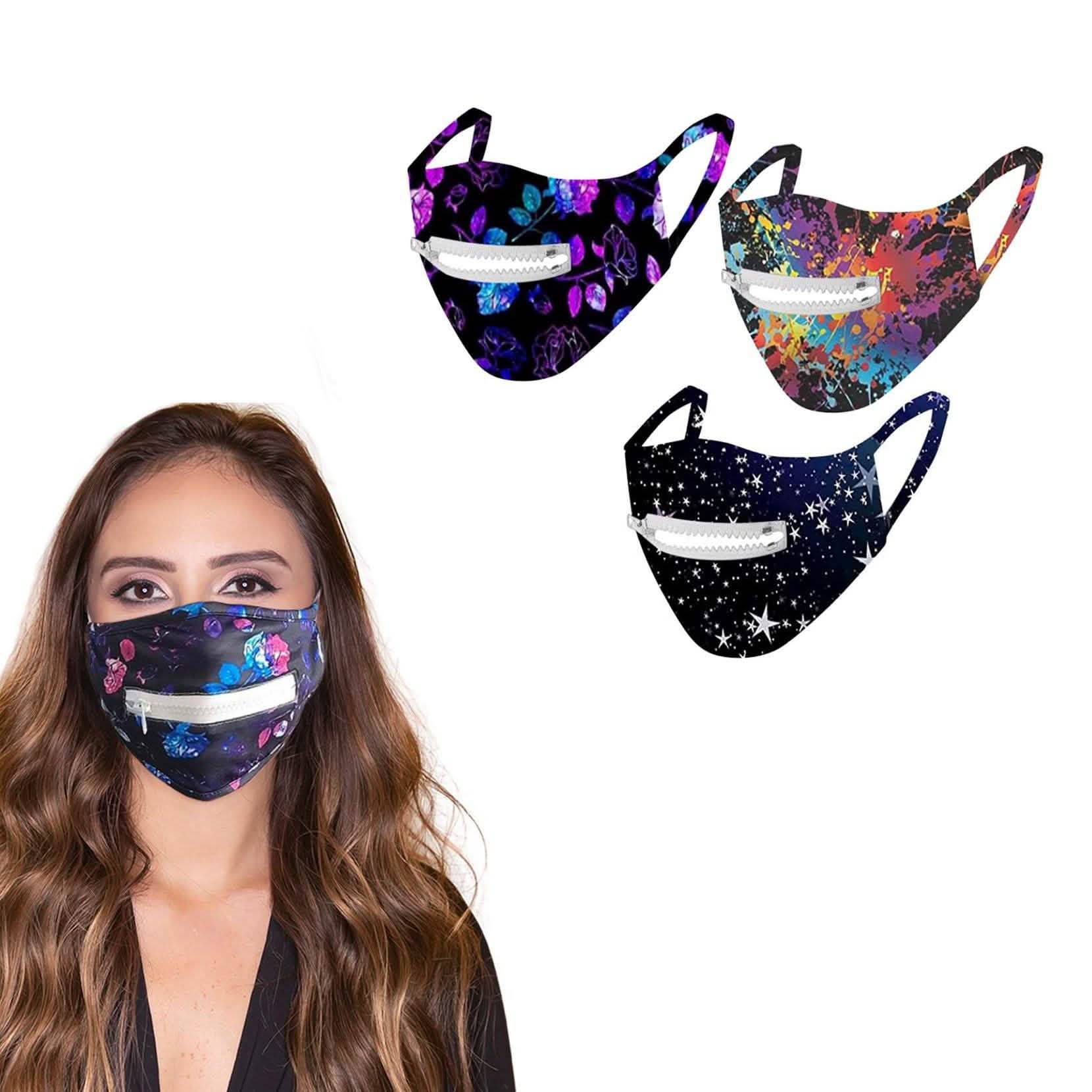 3-Pack: Zipper Reusable Cotton Face Mask for Everyday Use