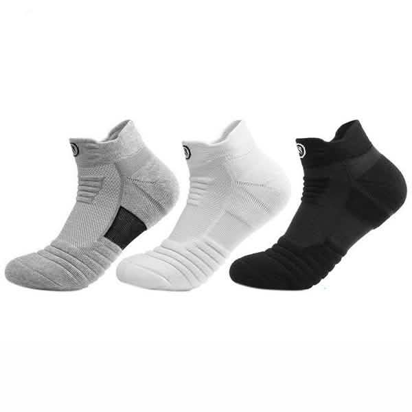 Lot de 3 paires : Chaussettes de sport Elite de basket-ball, épaisses, respirantes, absorbant la sueur, pour l'extérieur et la course à pied pour hommes