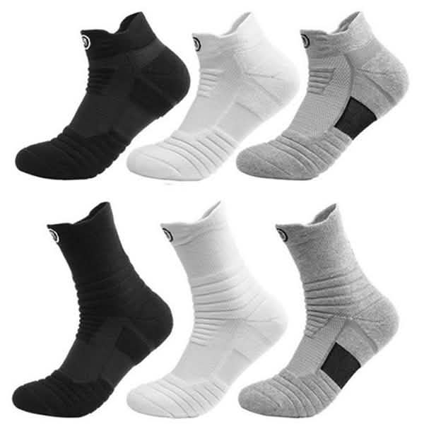 Lot de 3 paires : Chaussettes de sport Elite de basket-ball, épaisses, respirantes, absorbant la sueur, pour l'extérieur et la course à pied pour hommes