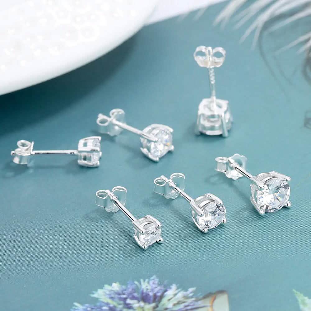 Ensemble de 3 paires : clous d'oreilles en argent sterling et cristal