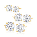 Ensemble de 3 paires : clous d'oreilles en argent sterling et cristal