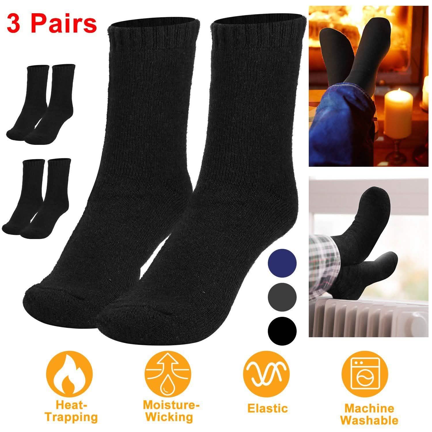 3 paires : Chaussettes chaudes en laine pour hommes