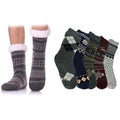 3-Pairs: Men's Assorted Soft Fluffy Sherpa Slipper Socks