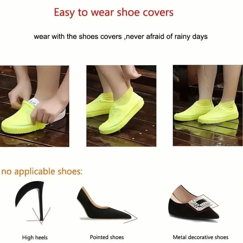 3 paires : Couvre-chaussures imperméables en latex pour l'extérieur