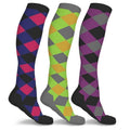 3-Pairs: Patterned Compression Socks - Assorted Styles and Sizes
