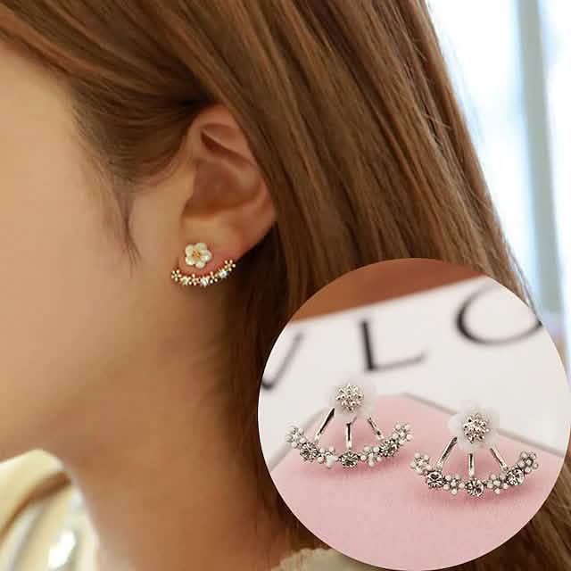 3 paires : boucles d'oreilles femme fleur marguerite en cristal