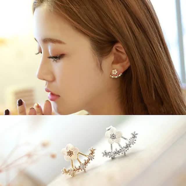 3 paires : boucles d'oreilles femme fleur marguerite en cristal