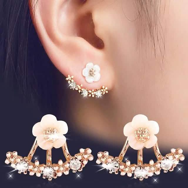 3 paires : boucles d'oreilles femme fleur marguerite en cristal