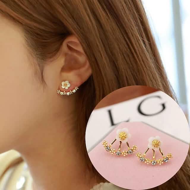 3 paires : boucles d'oreilles femme fleur marguerite en cristal