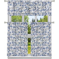 3-Piece: Chic Floral Pattern Semi-Sheer Kitchen Curtain Tier and Valance Set