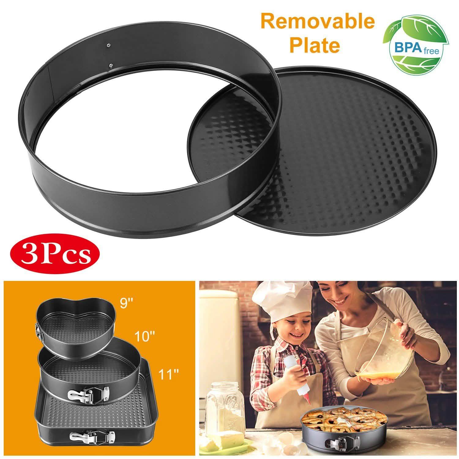 3-Piece: Non-stick Springform Cake Pan Set with Removable Bottom