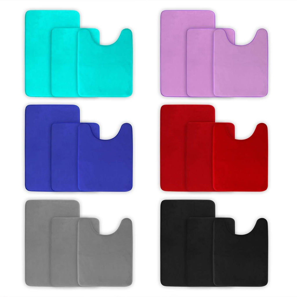 3-Piece Set: Bathroom Rug Set Plush Velvet Bath Carpet