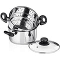 Ensemble 3 pièces : batterie de cuisine Chef's Star en acier inoxydable, panier vapeur de 2 pintes