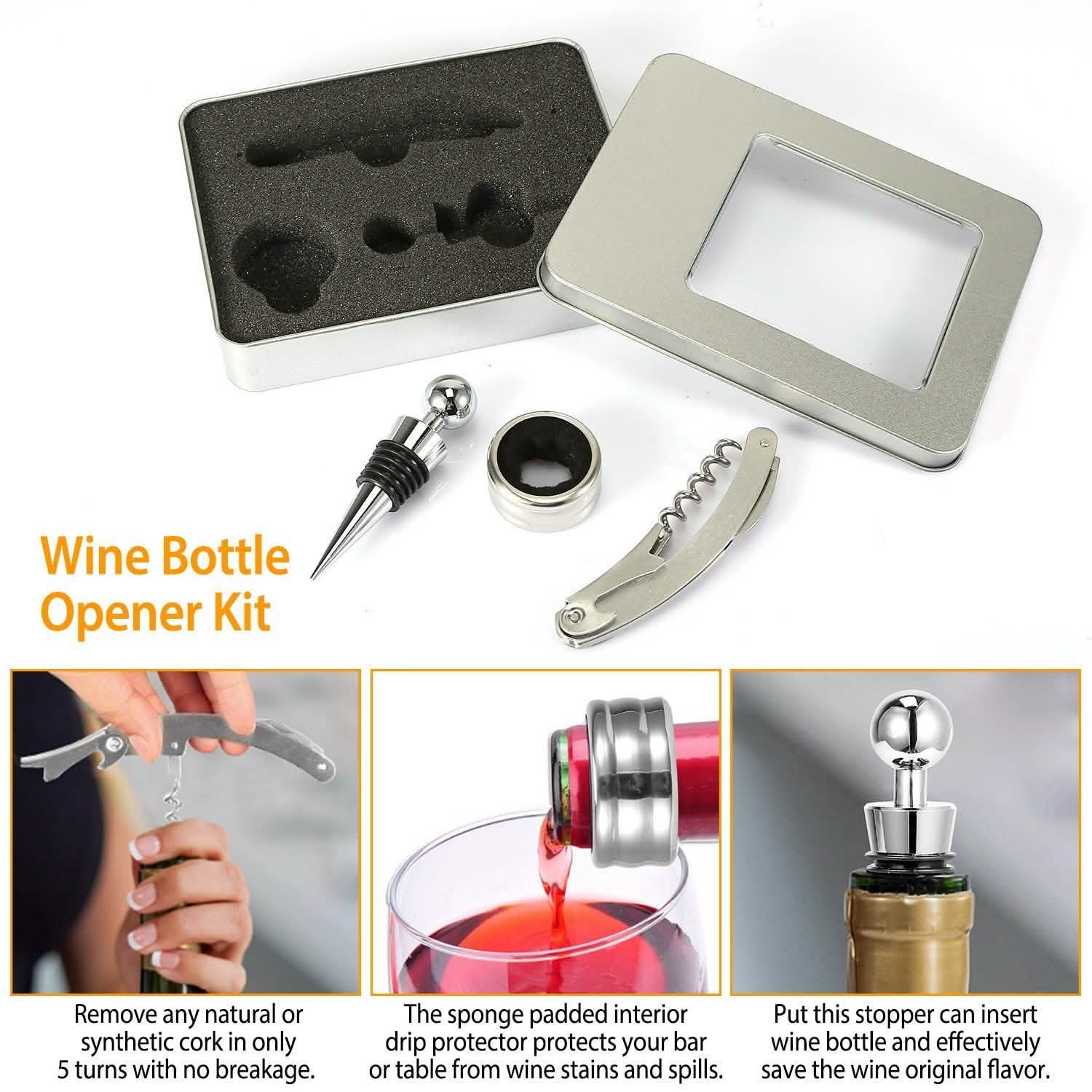 3-Piece Set: Corkscrew Bottle Opener Set