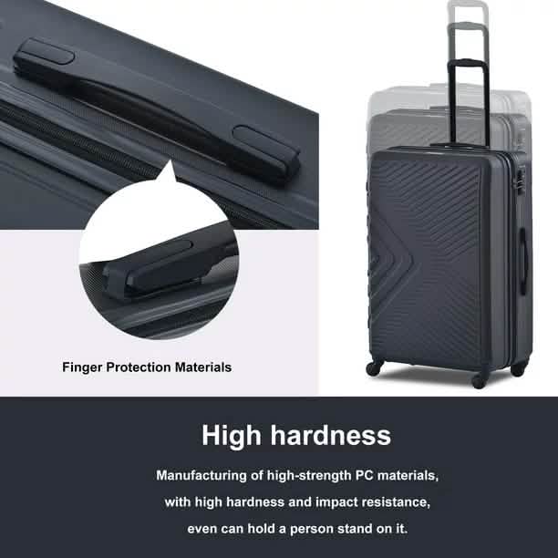 3-Piece Set: Hardshell Lightweight Suitcase with TSA Lock Spinner Wheels