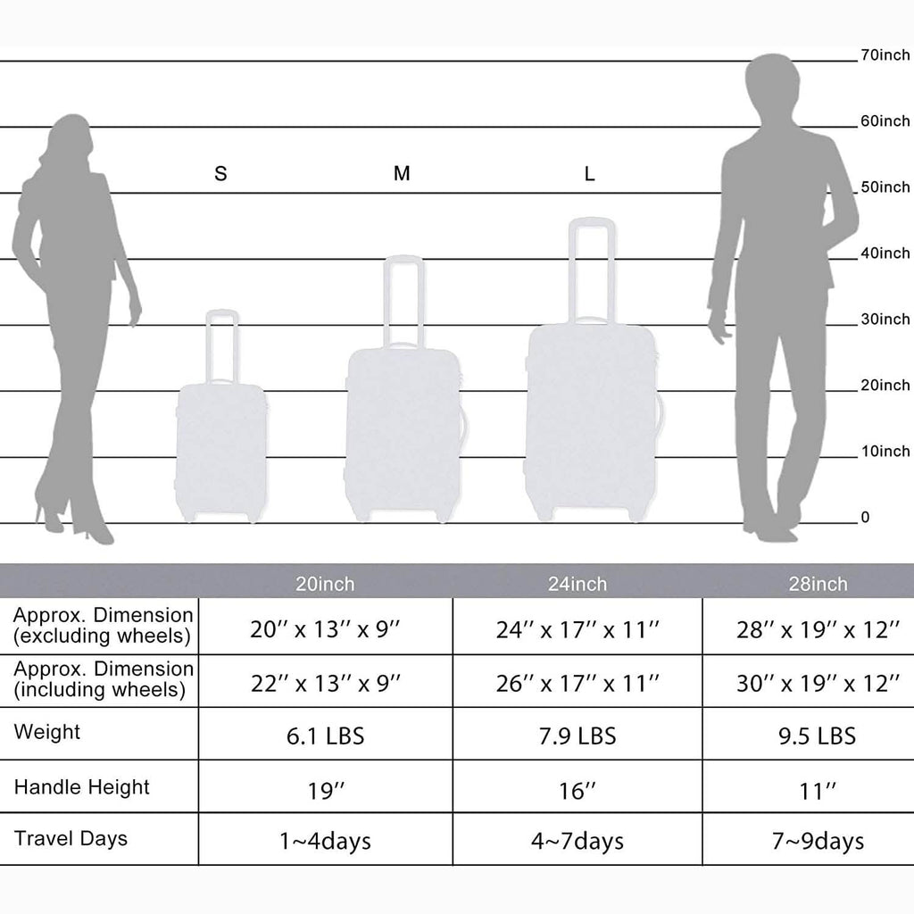 3-Piece Set: Lightweight Hard Luggage with Swivel Wheels and TSA Lock