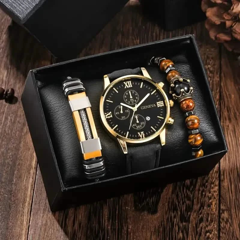 Lot de 3 : Montres analogiques décontractées pour hommes