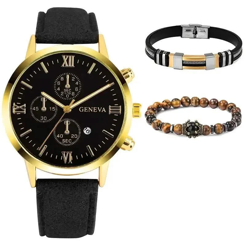 Lot de 3 : Montres analogiques décontractées pour hommes