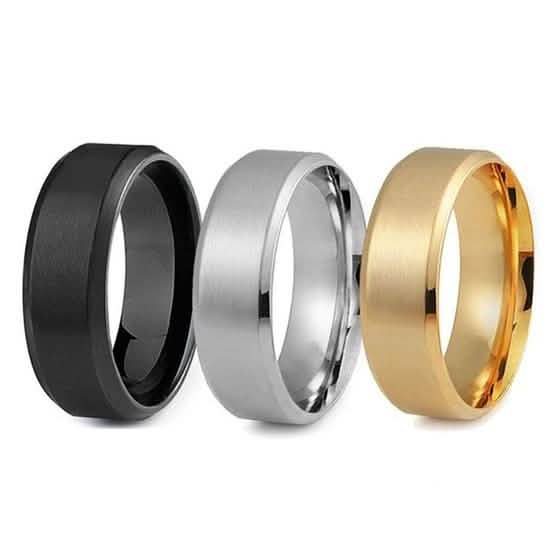 Ensemble de 3 bagues : Anneau de mariage en acier inoxydable pour homme - Tailles assorties