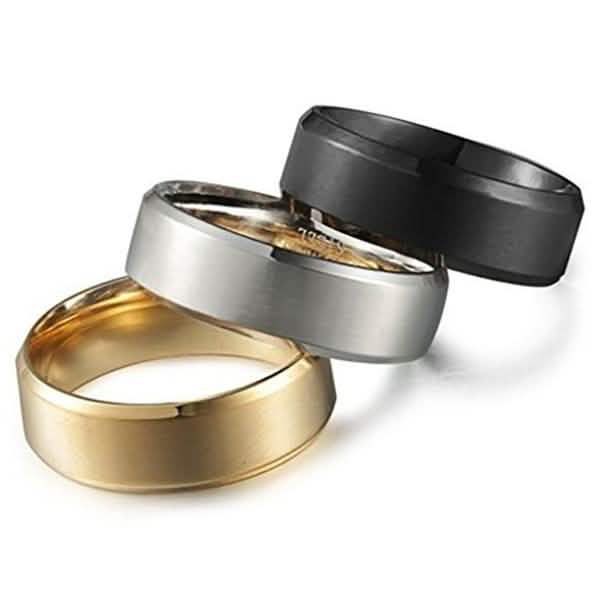 Ensemble de 3 bagues : Anneau de mariage en acier inoxydable pour homme - Tailles assorties
