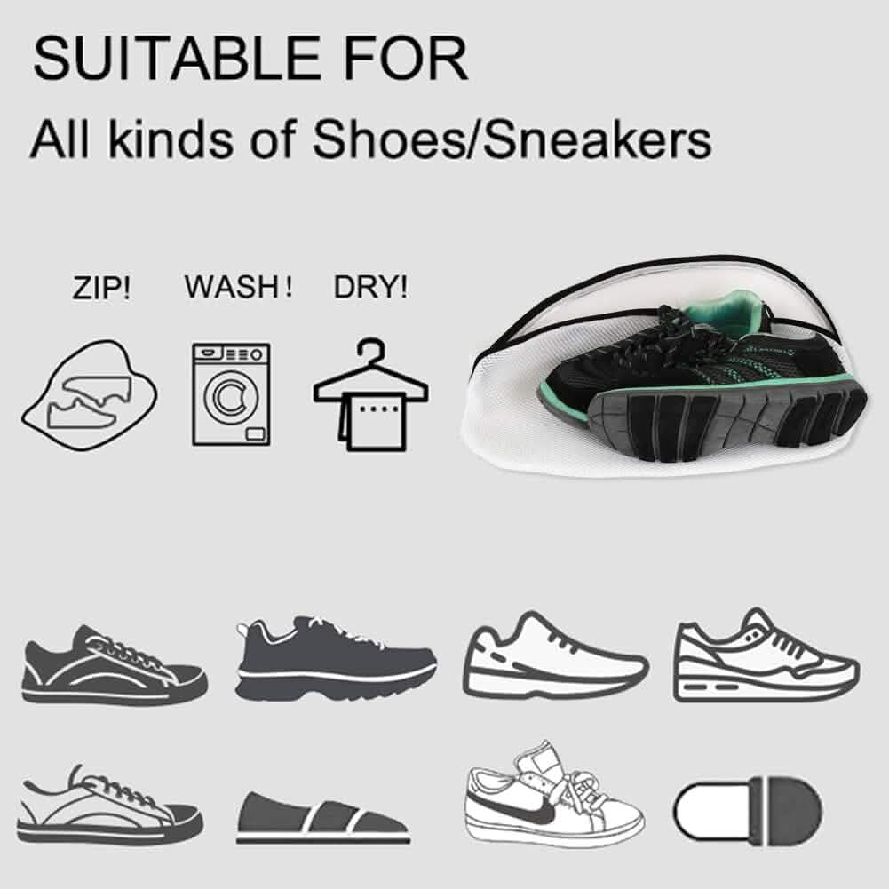 3-Piece Set: Mesh Shoe Laundry Bags with Zip Closure