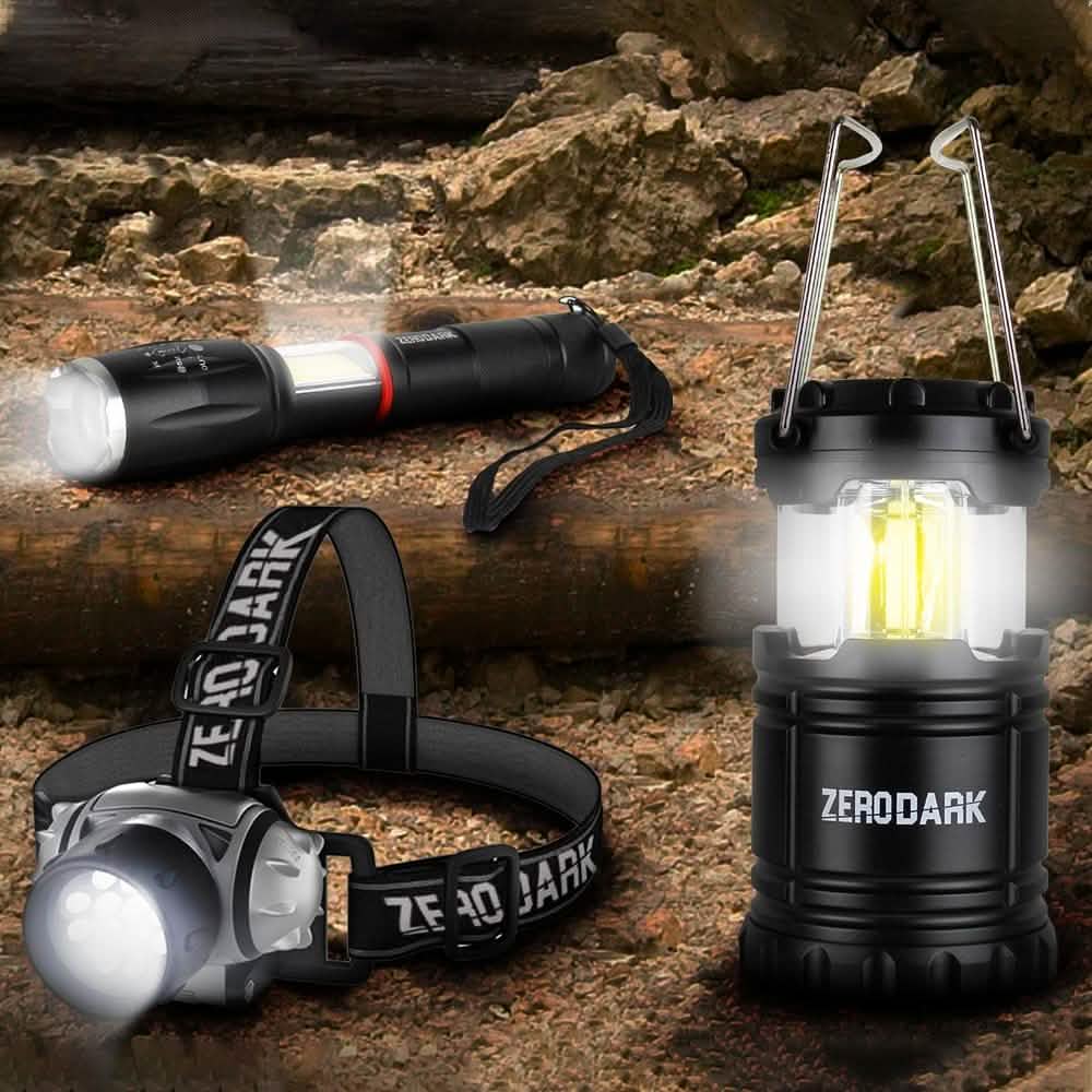 3点セット：ZeroDark戦術用懐中電灯、ランタン、ヘッドランプ