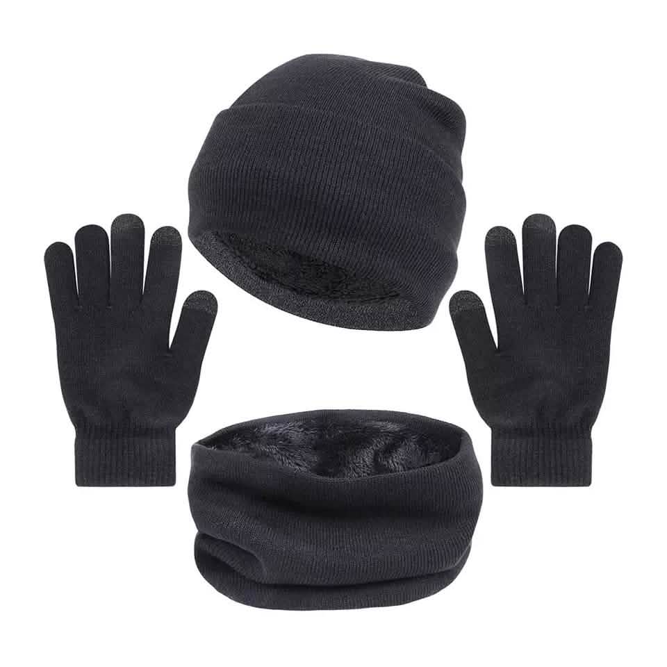 Ensemble 3 pièces : bonnet, écharpe et gants d'hiver pour homme