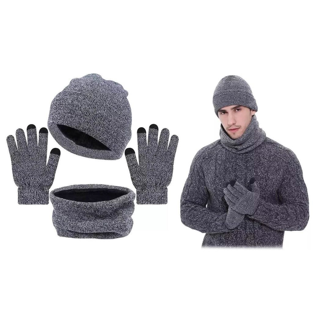 Ensemble 3 pièces : bonnet, écharpe et gants d'hiver pour homme