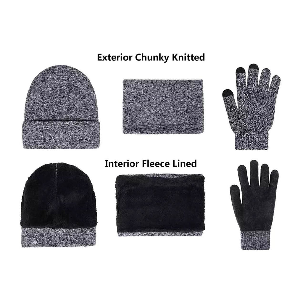Ensemble 3 pièces : bonnet, écharpe et gants d'hiver pour homme