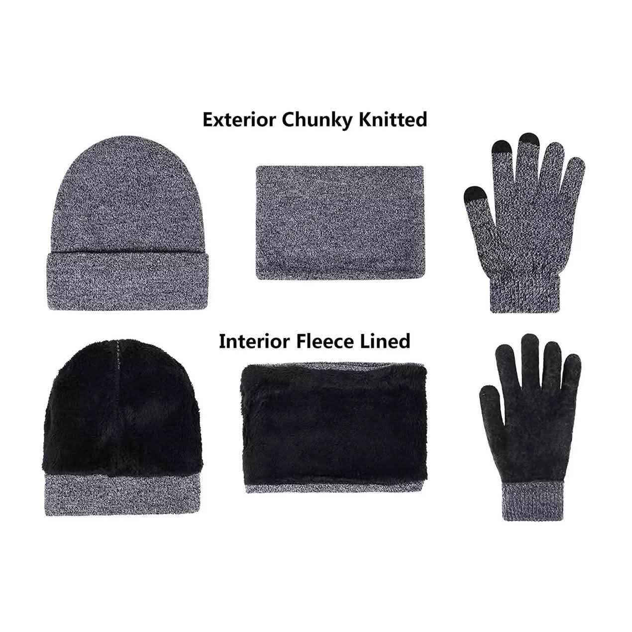 Ensemble 3 pièces : bonnet, écharpe et gants d'hiver pour homme