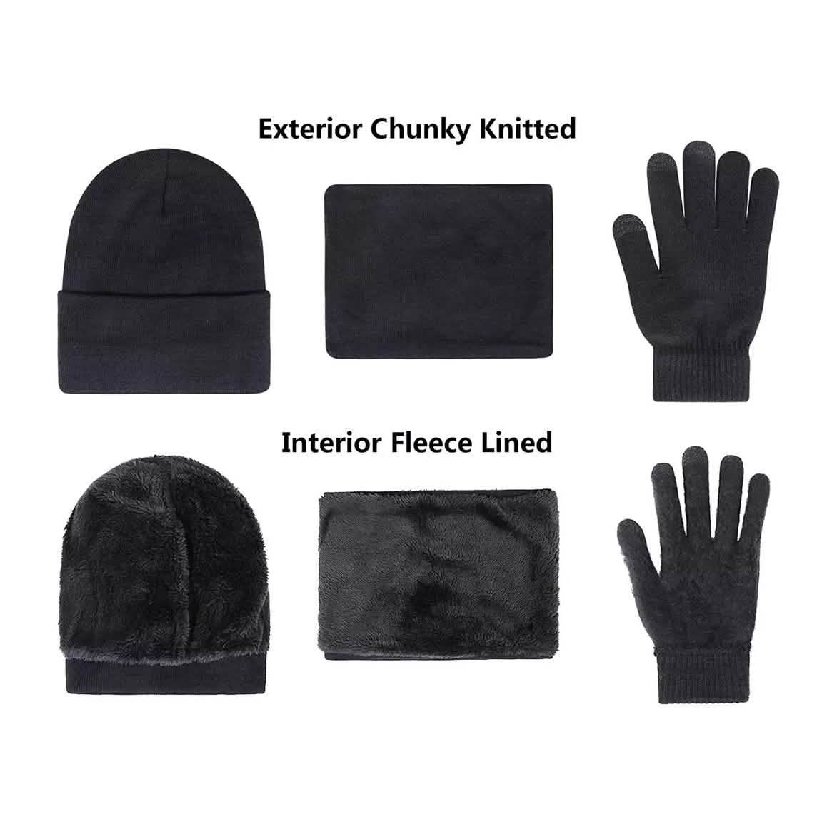 Ensemble 3 pièces : bonnet, écharpe et gants d'hiver pour homme