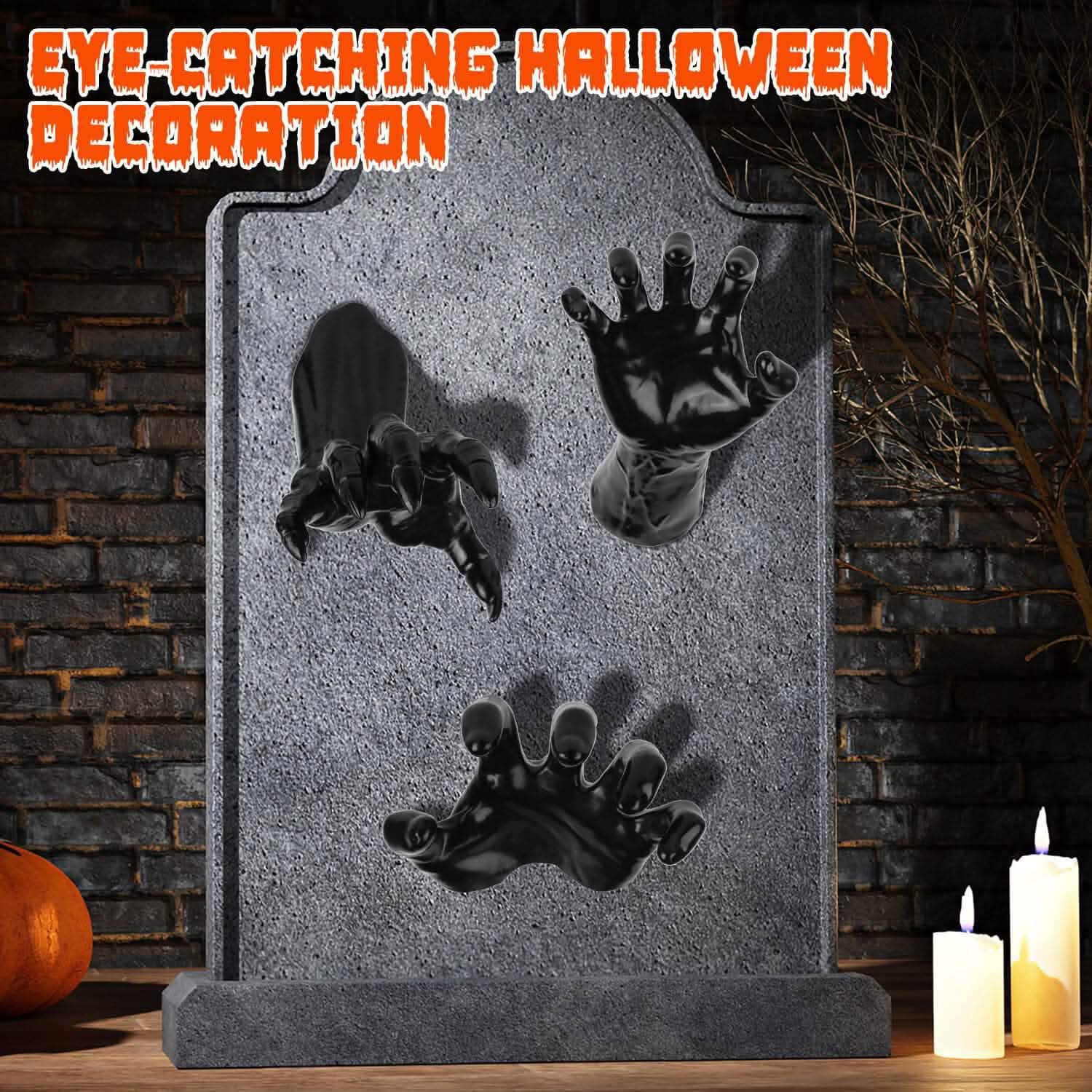 Lot de 3 : Mains macabres avec bougies lumineuses murales