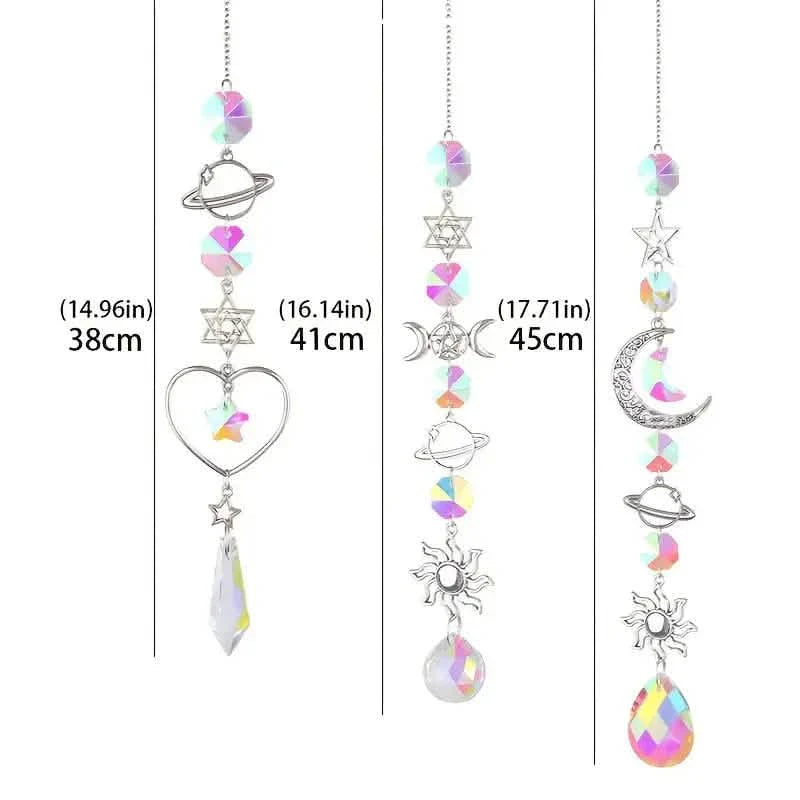 3-Pieces: Crystal Wind Chime Pendant Catcher Diamond Prisms