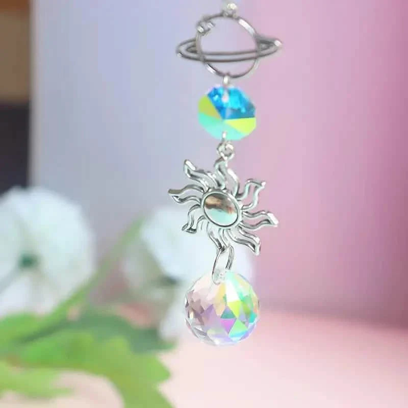 3-Pieces: Crystal Wind Chime Pendant Catcher Diamond Prisms