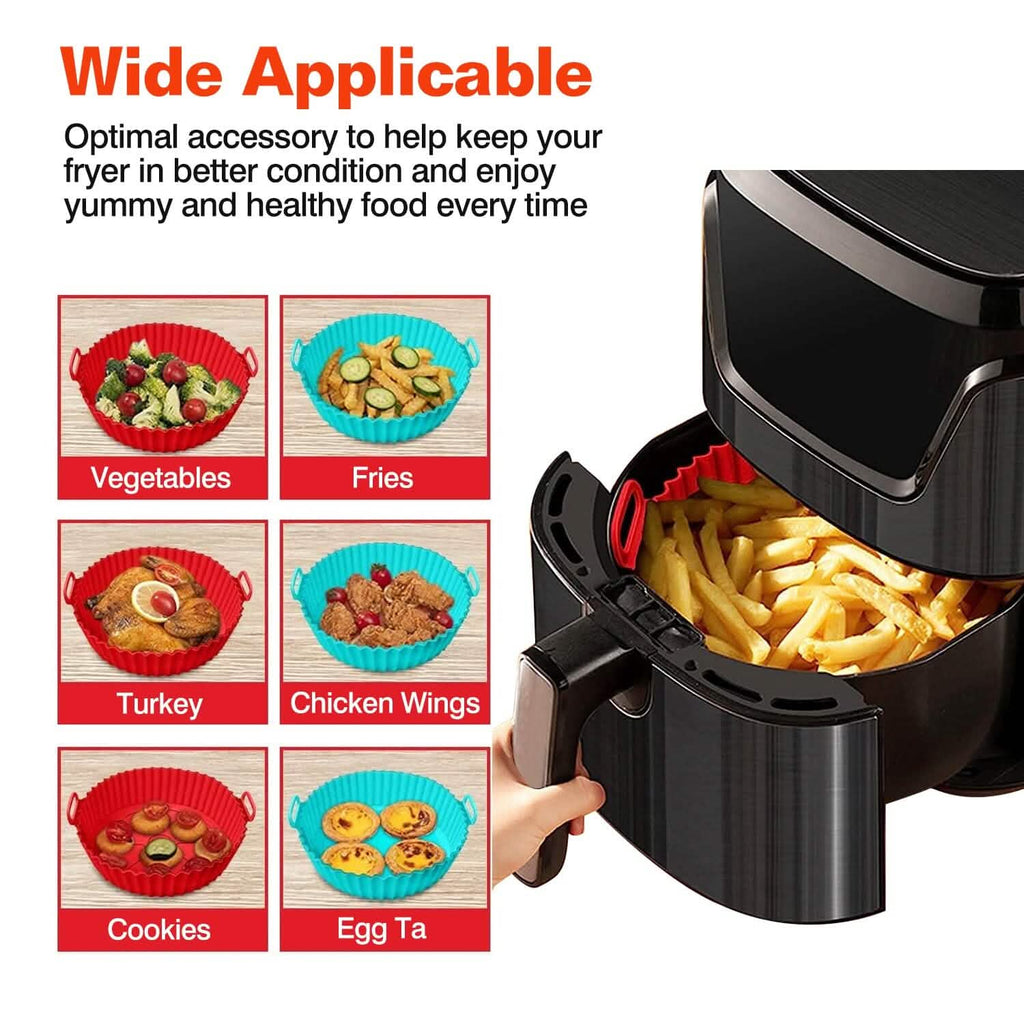 3-Pieces: Reusable Foldable Air Fryer Silicone Pot for 4+ Quart Air Fryer Oven