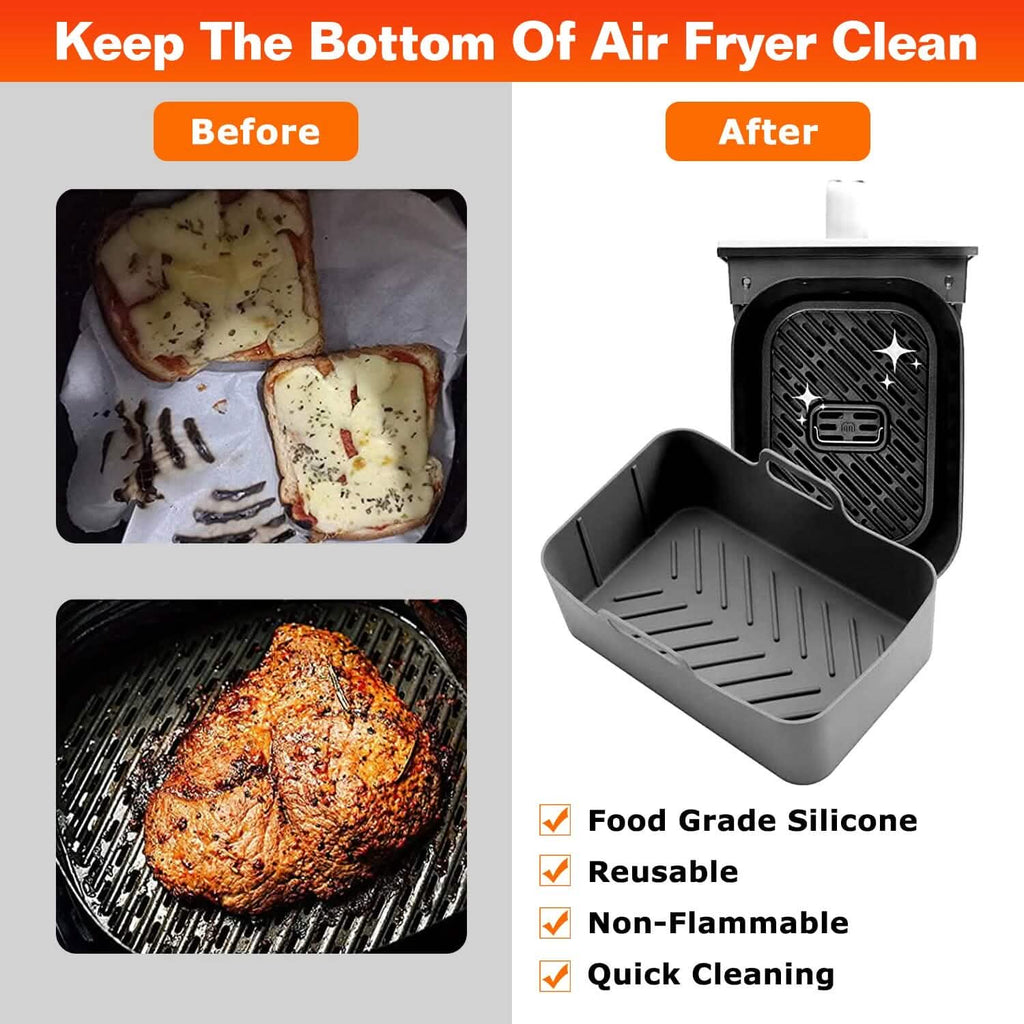 3-Pieces: Reusable Foldable Air Fryer Silicone Pot for 4+ Quart Air Fryer Oven