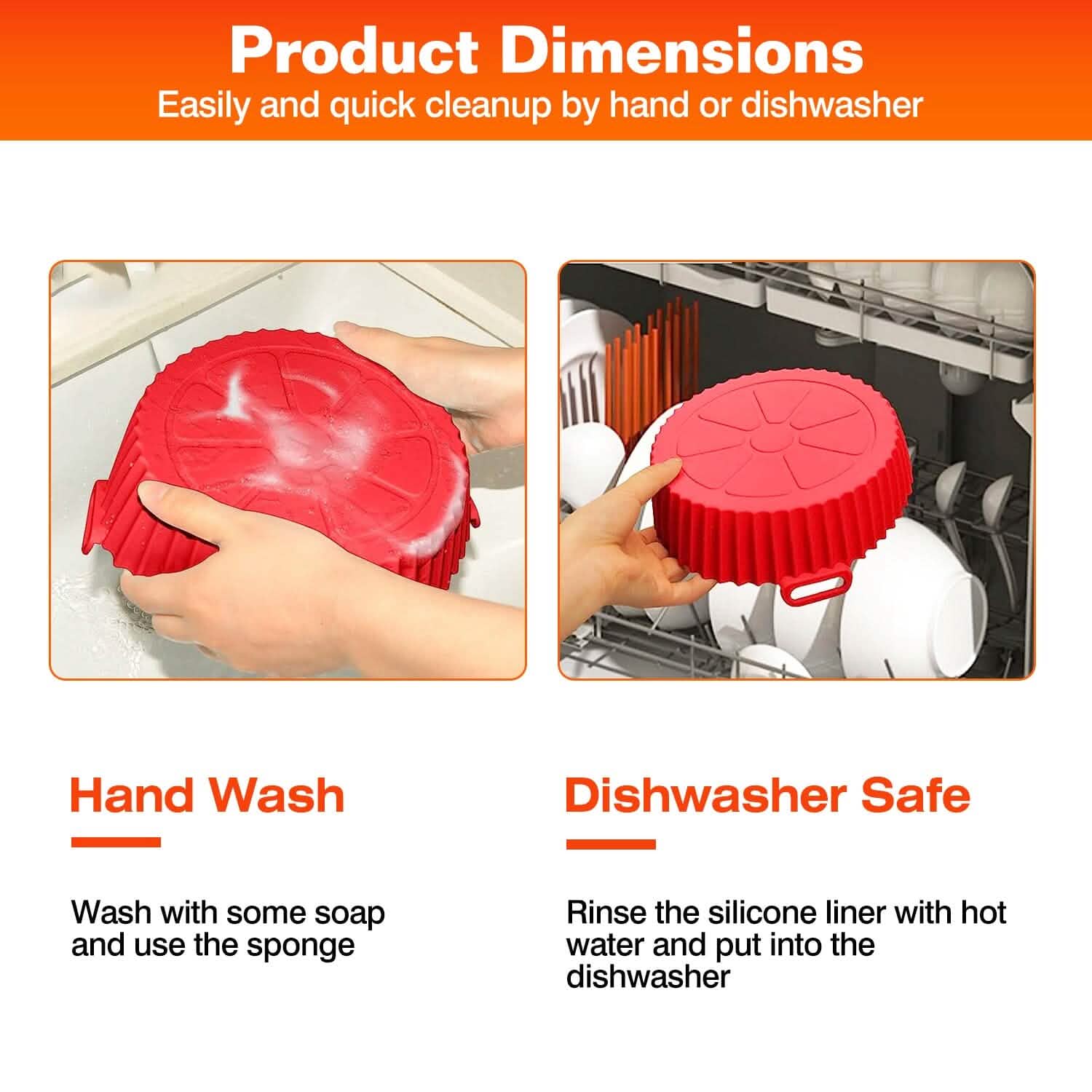 3-Pieces: Reusable Foldable Air Fryer Silicone Pot for 4+ Quart Air Fryer Oven