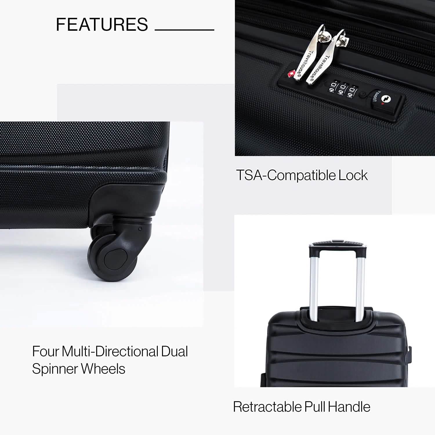 Ensemble 3 pièces : Valises extensibles légères en ABS