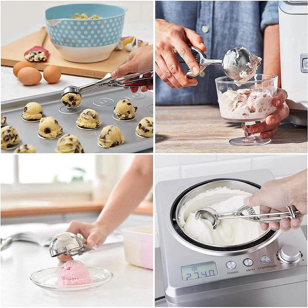 3-Pieces Set: Stainless Steel Cookie Scoops with Trigger Release