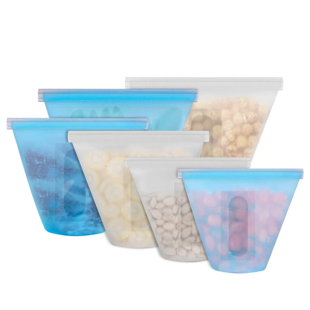 3-Pieces: Silicone Food Storage Bags Reusable Leakproof Food Container Set with 3 Seals