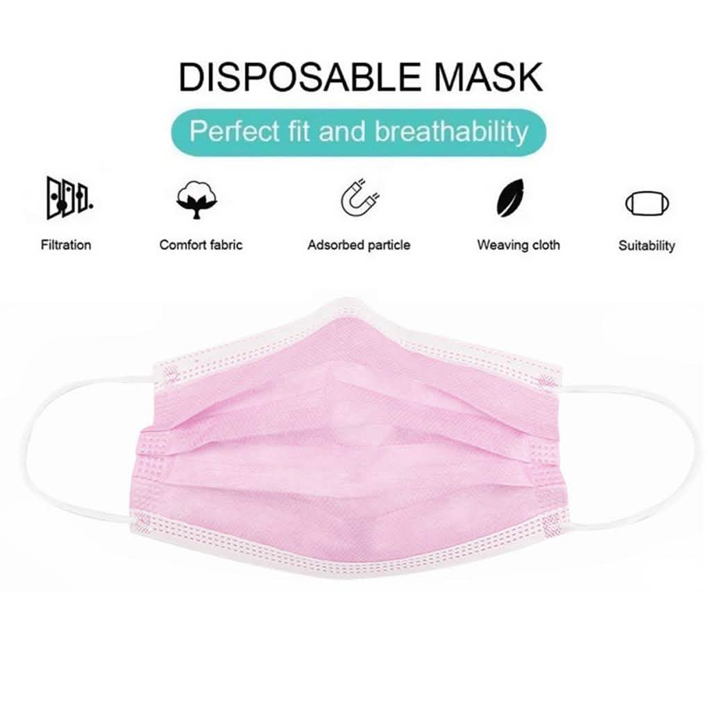 Lot de masques faciaux chirurgicaux sanitaires jetables non médicaux 3 épaisseurs avec boucles auriculaires