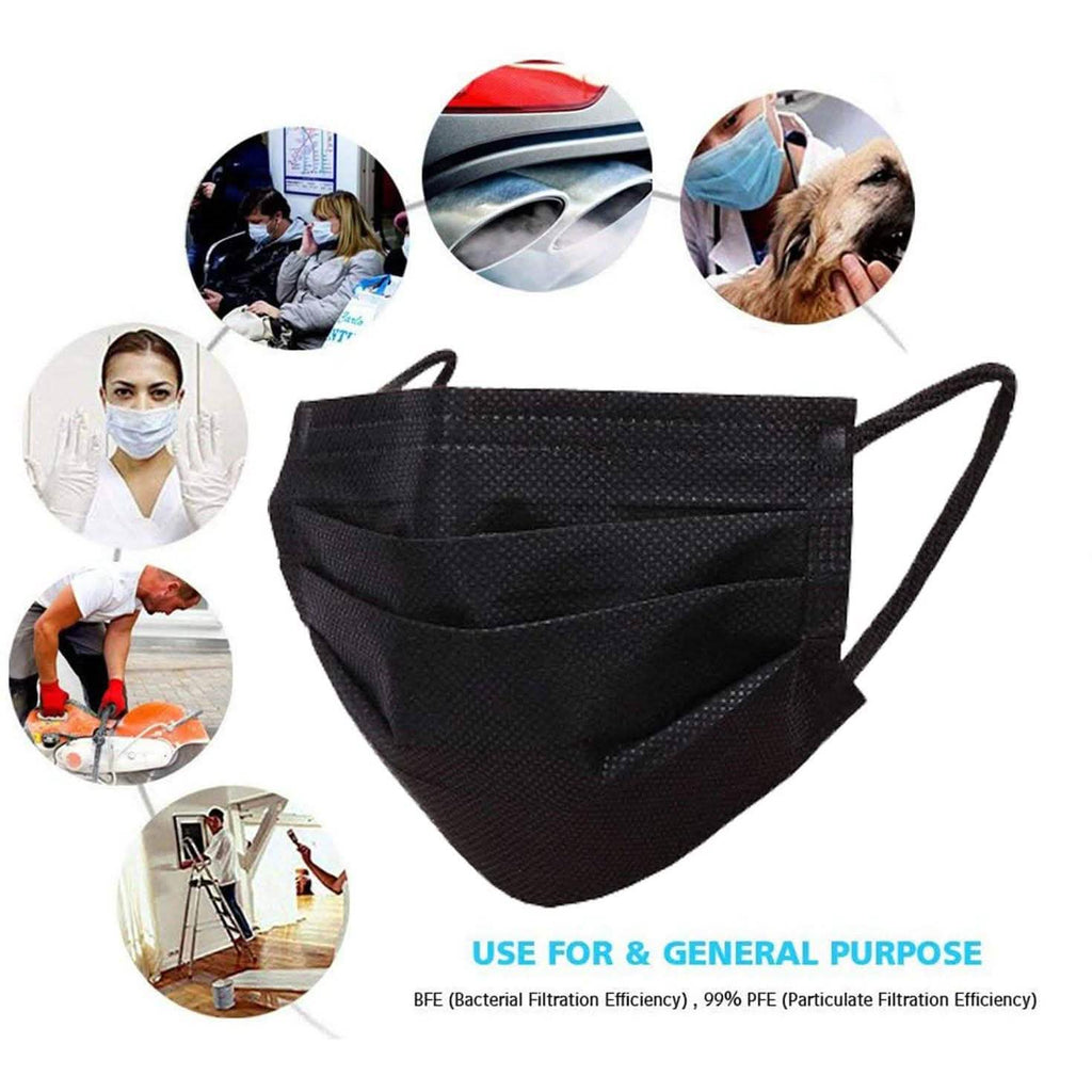 Lot de masques faciaux chirurgicaux sanitaires jetables non médicaux 3 épaisseurs avec boucles auriculaires