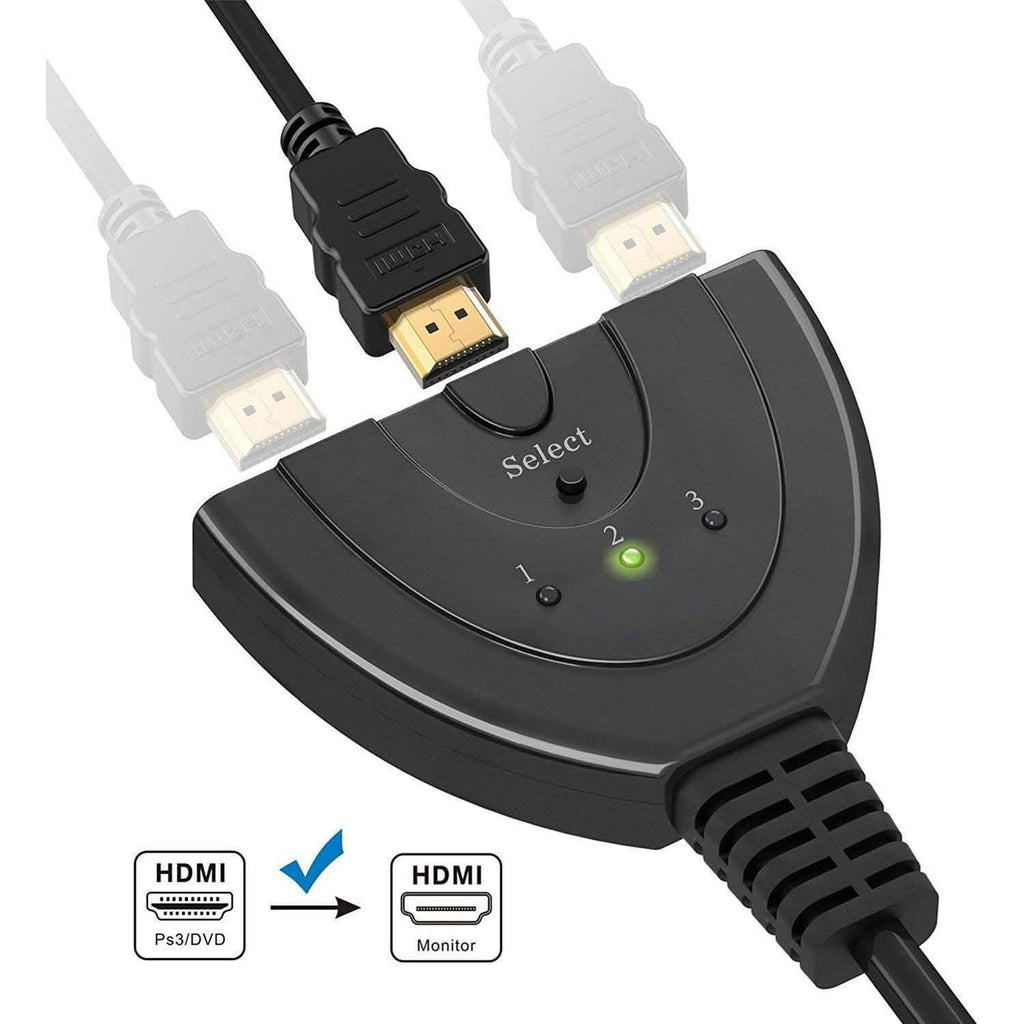 Commutateur, répartiteur HDMI 3 ports, prend en charge la Full HD 1080p, la 3D avec câble pigtail haute vitesse