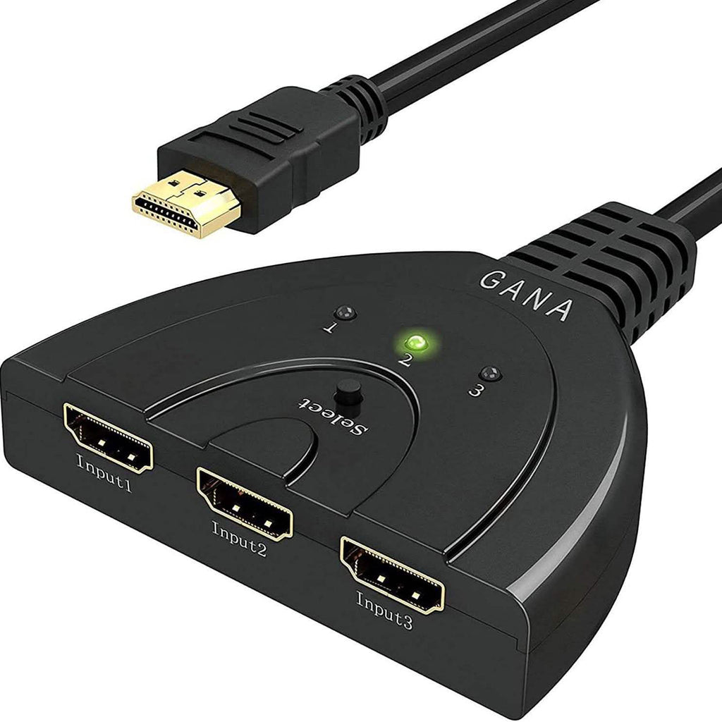Commutateur, répartiteur HDMI 3 ports, prend en charge la Full HD 1080p, la 3D avec câble pigtail haute vitesse