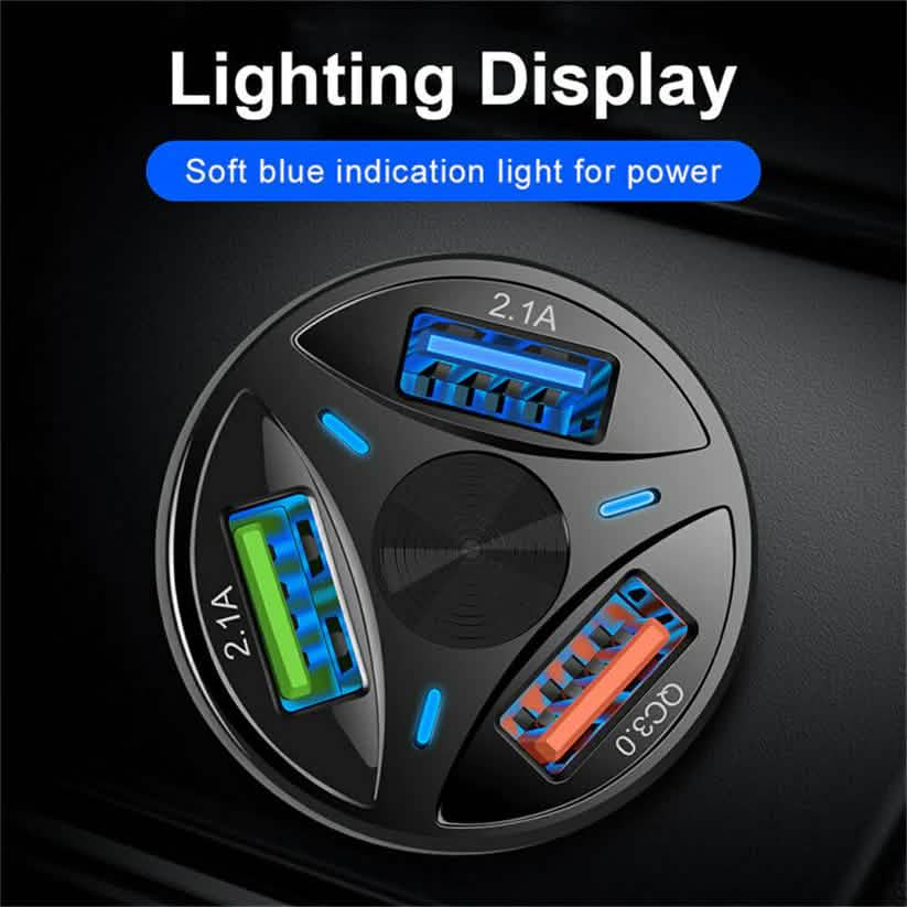 Chargeur de voiture 3 ports avec LED