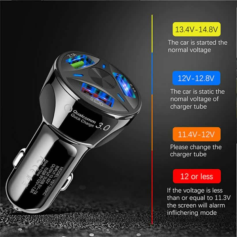Chargeur de voiture 3 ports avec LED