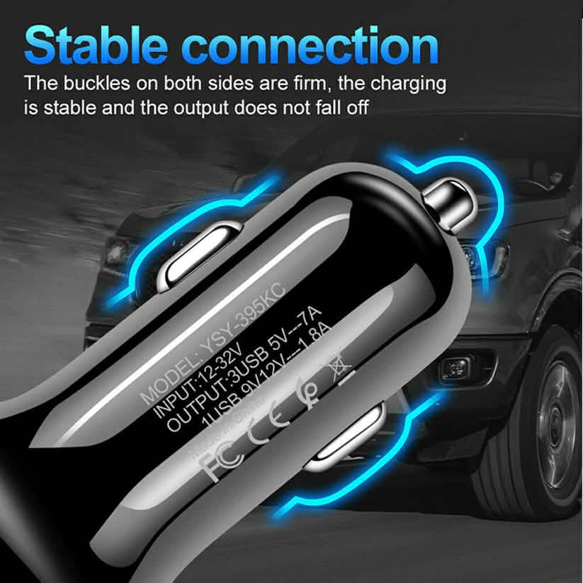 Chargeur de voiture 3 ports avec LED